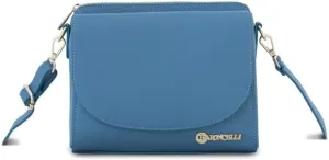 Baroncelli Leather Crossbody Bag, 3 Compartments, Long Strap