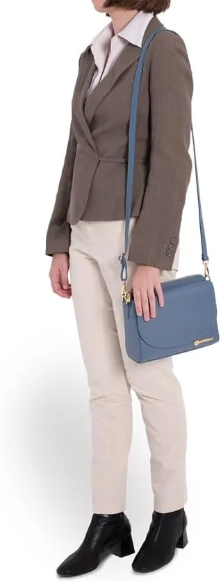 Baroncelli Leather Crossbody Bag, 3 Compartments, Long Strap