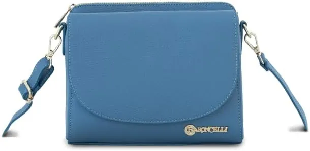 Baroncelli Leather Crossbody Bag, 3 Compartments, Long Strap