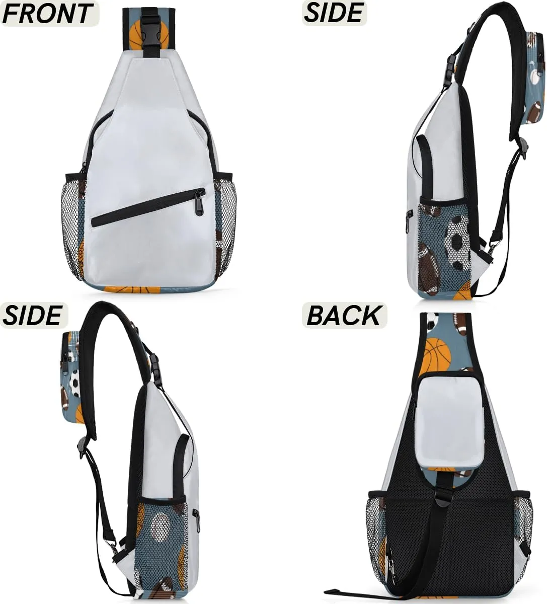 Basketball Baseball Rugby Sling Bag for Women Men Crossbody Sling Backpack Shoulder Bag Chest Bag Daypack for Travel Hiking Outdoor