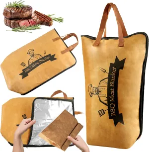 BBQ Blanket for Resting Meat with Wide Mouth, Heavy Duty Smoker Meat Resting Blanket, Reusable Grilling Meat Insulated Resting Meat Warmer Bag for Brisket/Pork Shoulders/Turkeys, BBQ Gifts for Men
