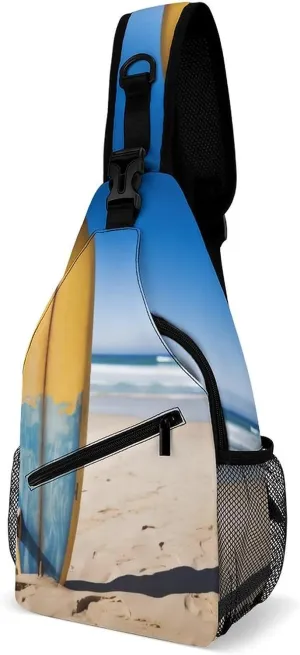 Beach Surfboard Crossbody Sling Bag for Men Hiking Backpack Travel Chest Bag Man Purse Shoulder Bags Daypack