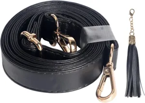 Beaulegan Classic Long Purse Strap Replacement, Microfiber Leather, Adjustable for Crossbody/Shoulder Bag, 0.7 Inch Wide (Black/Gold)