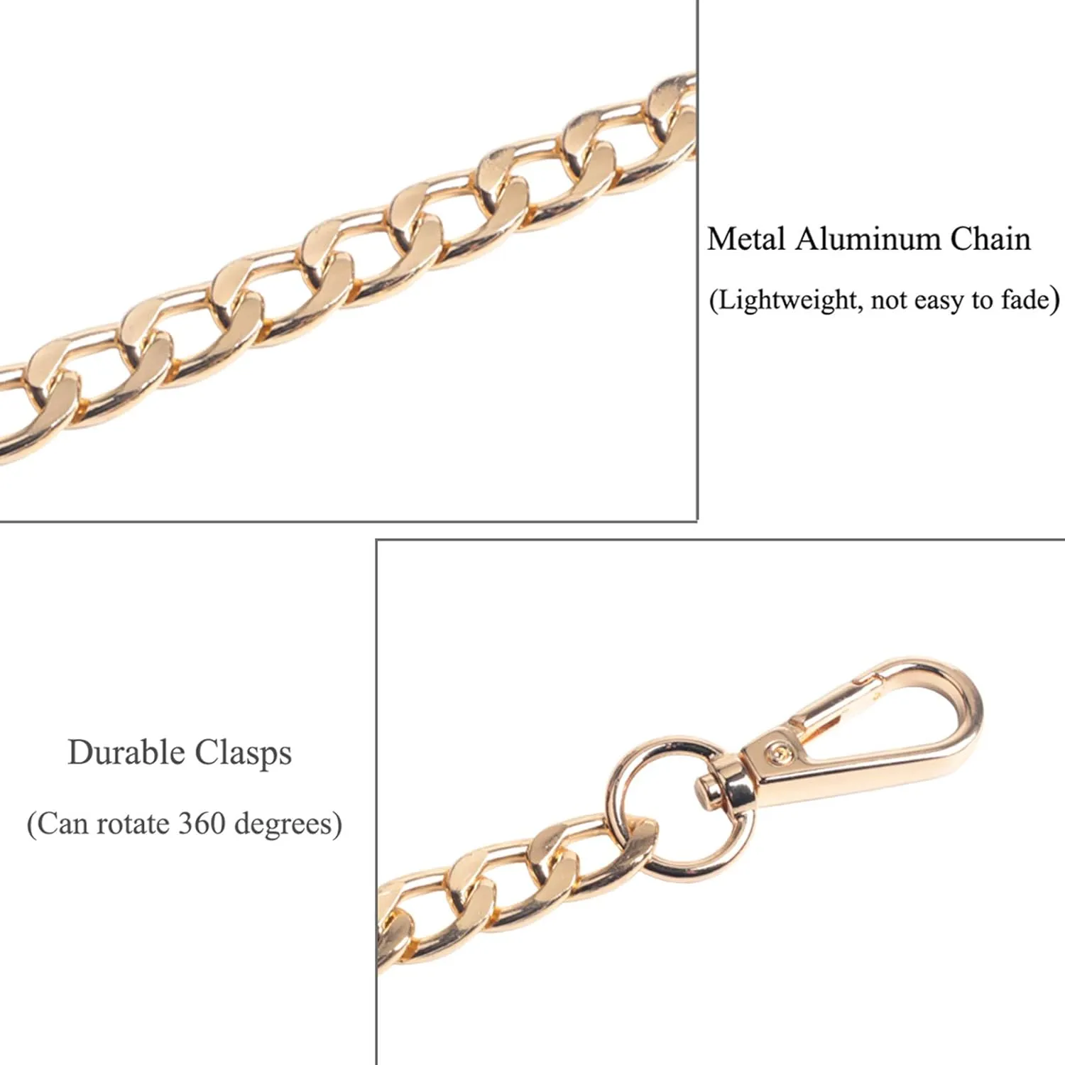 BEAULEGAN Purse Chain Strap Replacement for Shoulder and Crossbody Bag, Lightweight, 51 Inch Long 0.8 Inch Wide (Dark Brown/Gold)