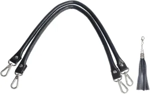 BEAULEGAN Purse Leather Handles Replacement 2 Pcs for Handbag, 23.6 Inch, Black Silver