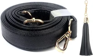 BEAULEGAN Purse Strap Replacement - Full Grain Microfiber Leather - 59 Inch Long Adjustable for Crossbody Shoulder Bag - 0.7 Inch Wide, Black/Gold