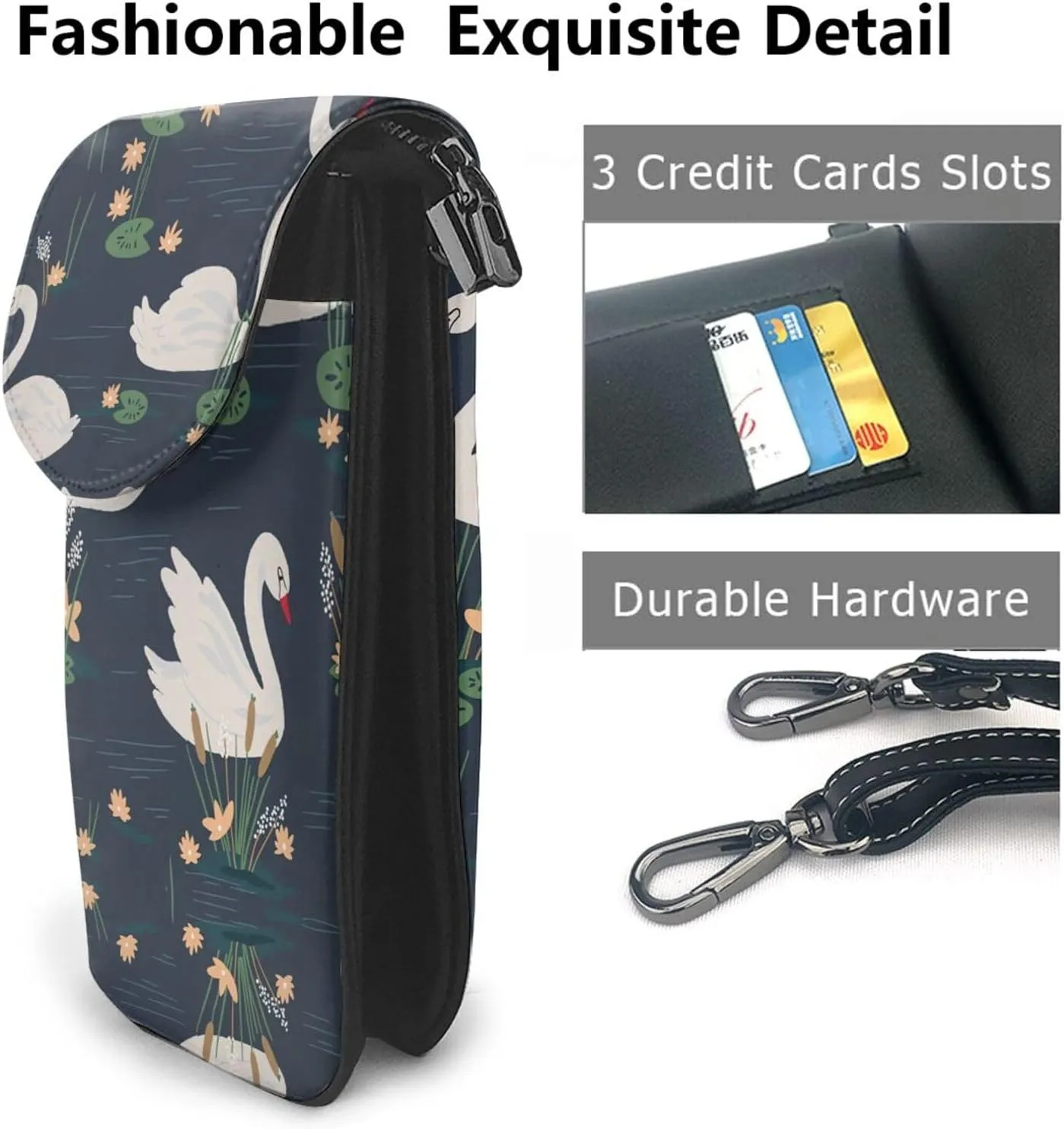 Beautiful White Swans On The Lake Lightweight Small Crossbody Bags Cell Phone Purses Travel Pouch Shoulder Bag For Women