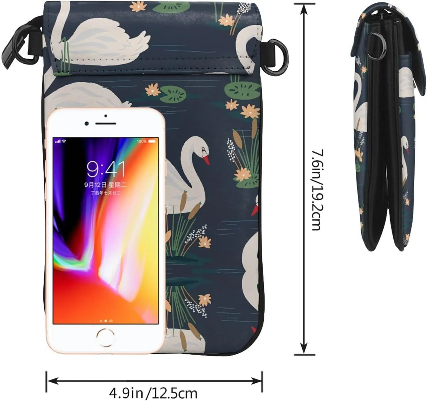 Beautiful White Swans On The Lake Lightweight Small Crossbody Bags Cell Phone Purses Travel Pouch Shoulder Bag For Women