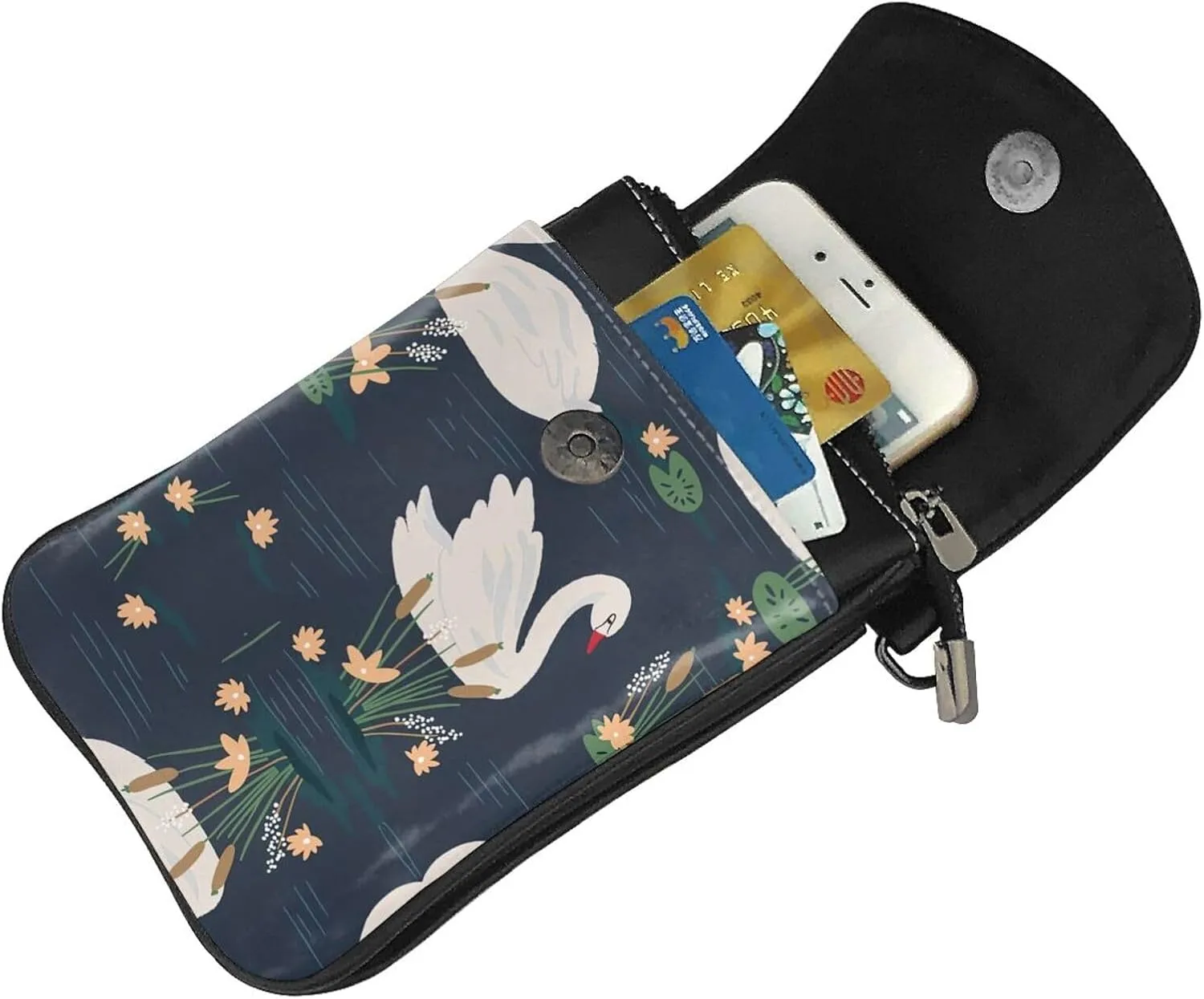 Beautiful White Swans On The Lake Lightweight Small Crossbody Bags Cell Phone Purses Travel Pouch Shoulder Bag For Women