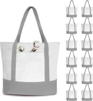 BeeGreen 3,6,8,12 Pack 12OZ Canvas Tote Bags for Women Large DIY Tote Bags Bulk with Handles