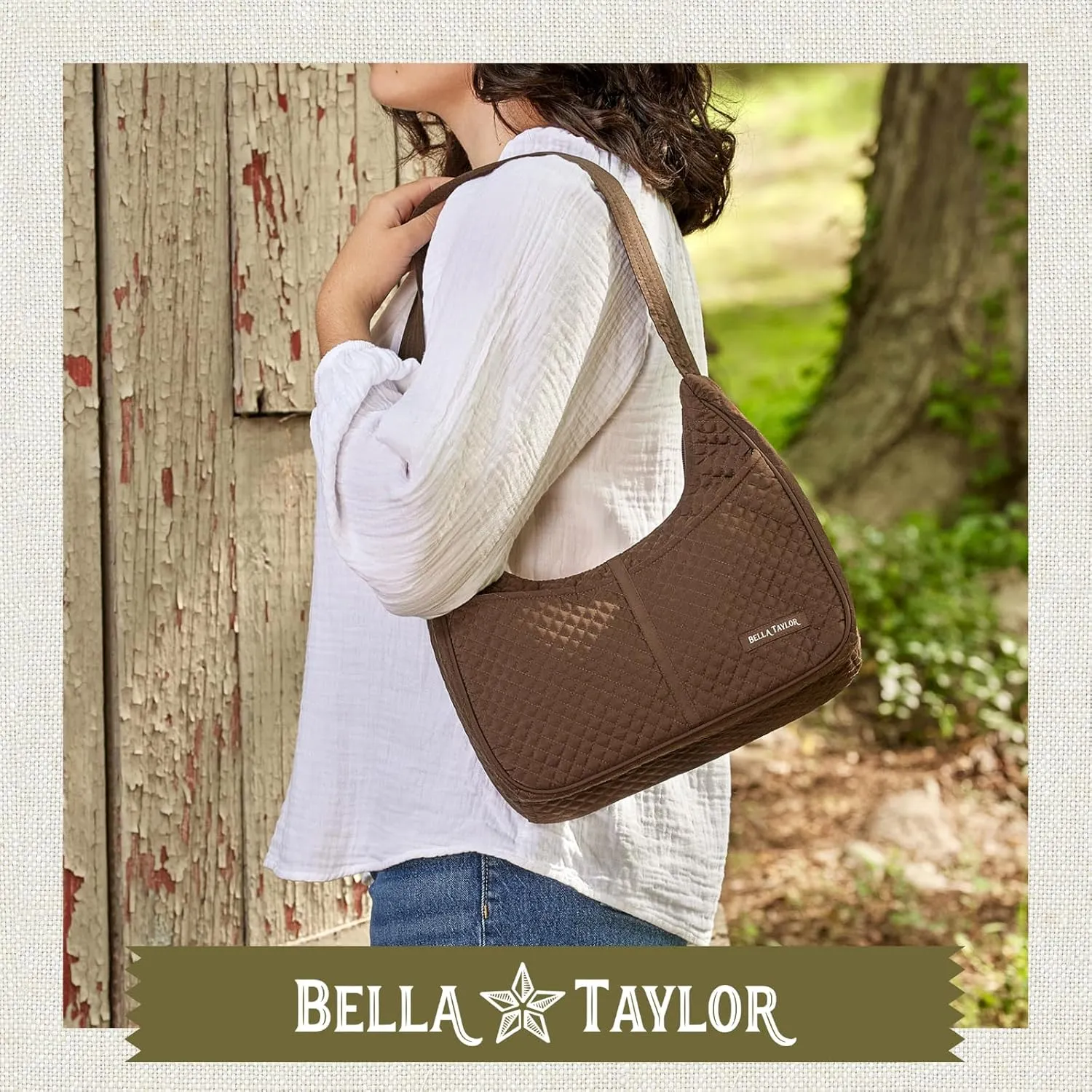 Bella Taylor Blakely - Hobo Shoulder Bag for Women - Lightweight Quilted Fabric Purse with Pockets
