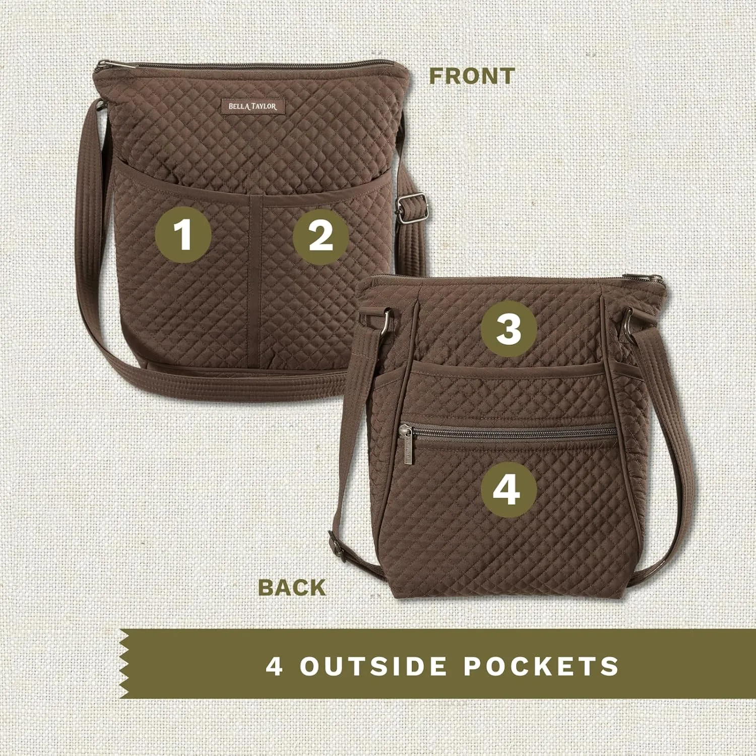 Bella Taylor Hipster Crossbody Purse for Women | Medium Size Shoulder Bag with Adjustable Strap