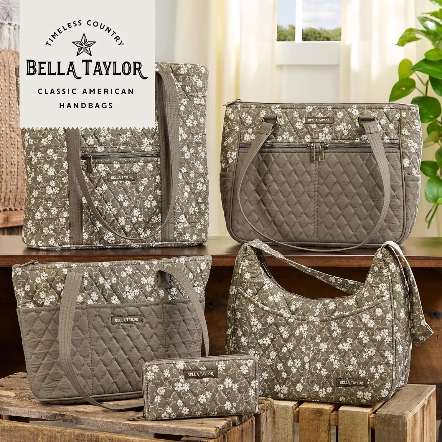 Bella Taylor Large Tote | Lightweight Quilted Fabric Tote Bags for Women