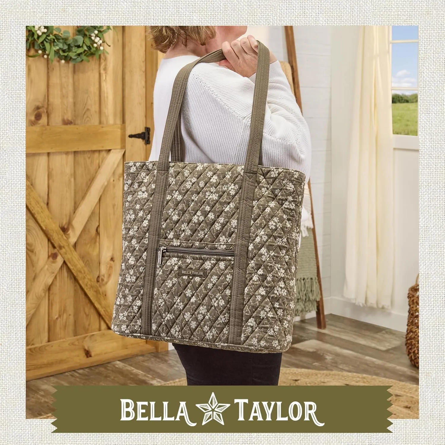 Bella Taylor Large Tote | Lightweight Quilted Fabric Tote Bags for Women
