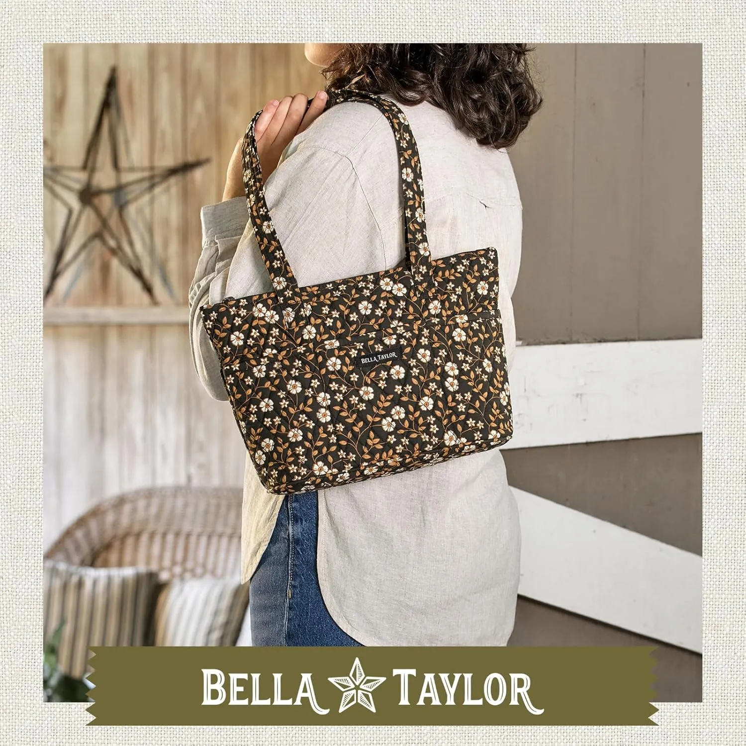 Bella Taylor Small Tote | Lightweight Quilted Fabric Purses for Women