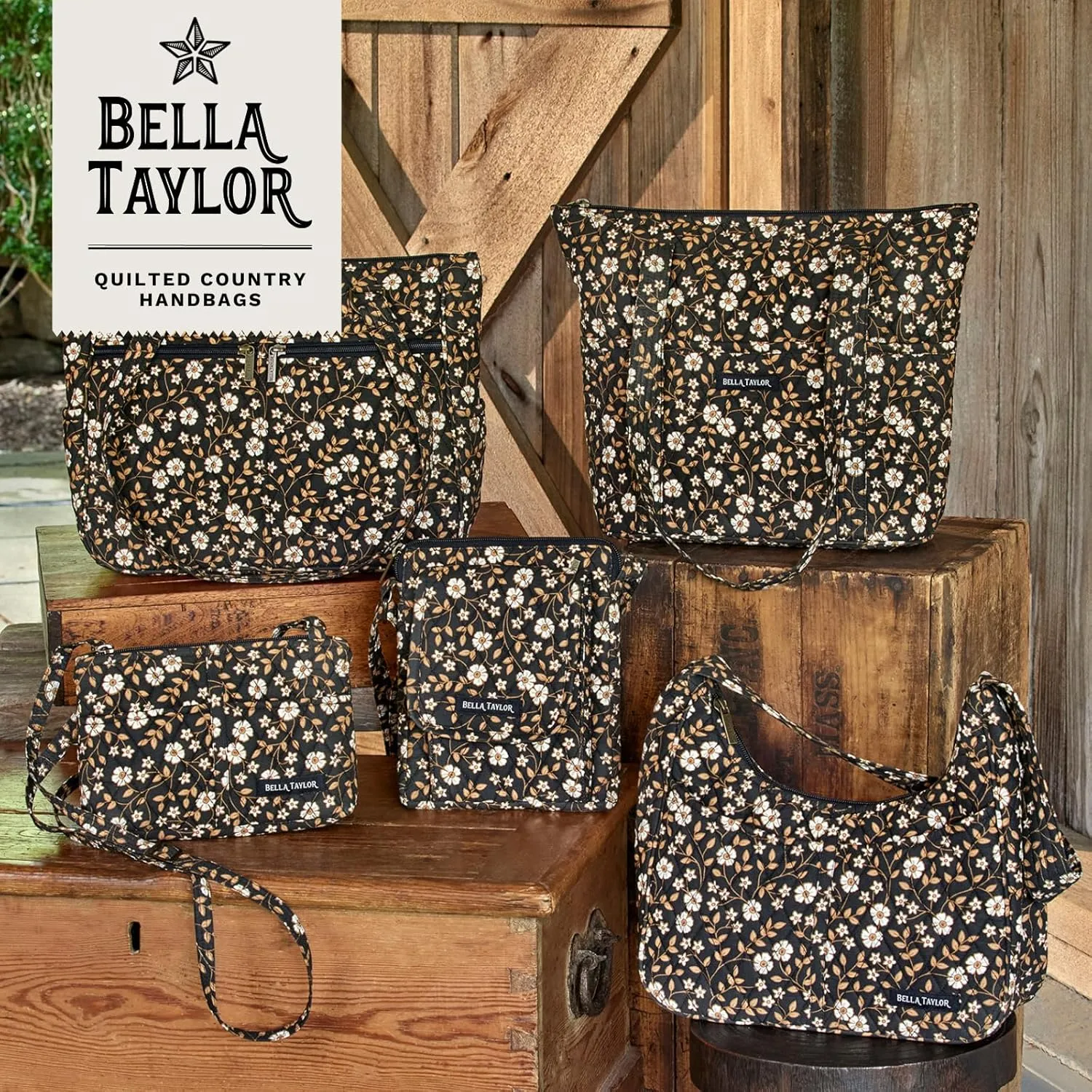 Bella Taylor Small Tote | Lightweight Quilted Fabric Purses for Women