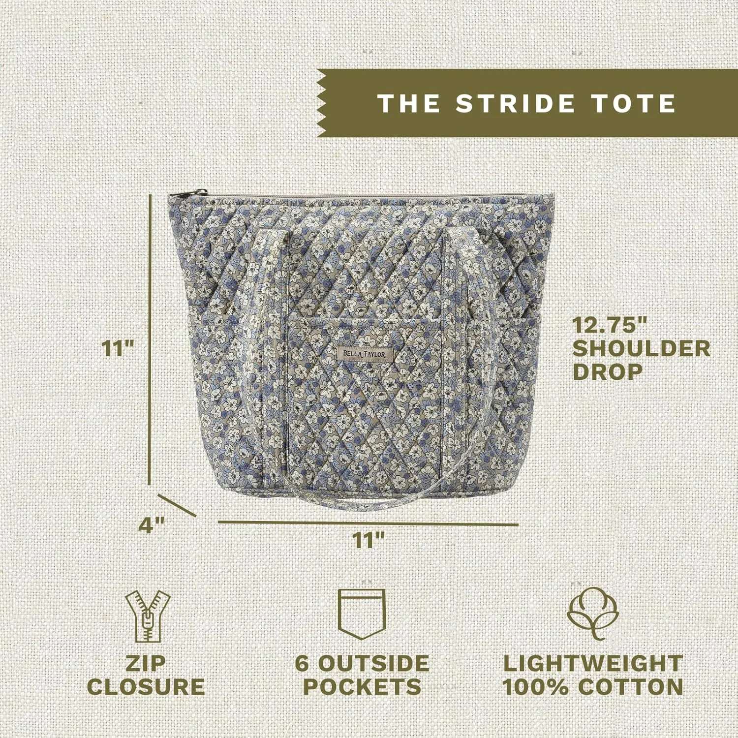 Bella Taylor Stride Tote | Lightweight Quilted Fabric Handbags for Women
