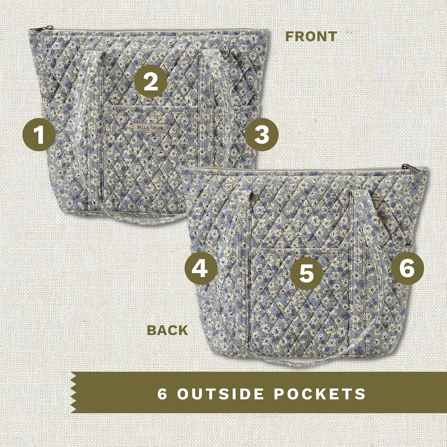 Bella Taylor Stride Tote | Lightweight Quilted Fabric Handbags for Women