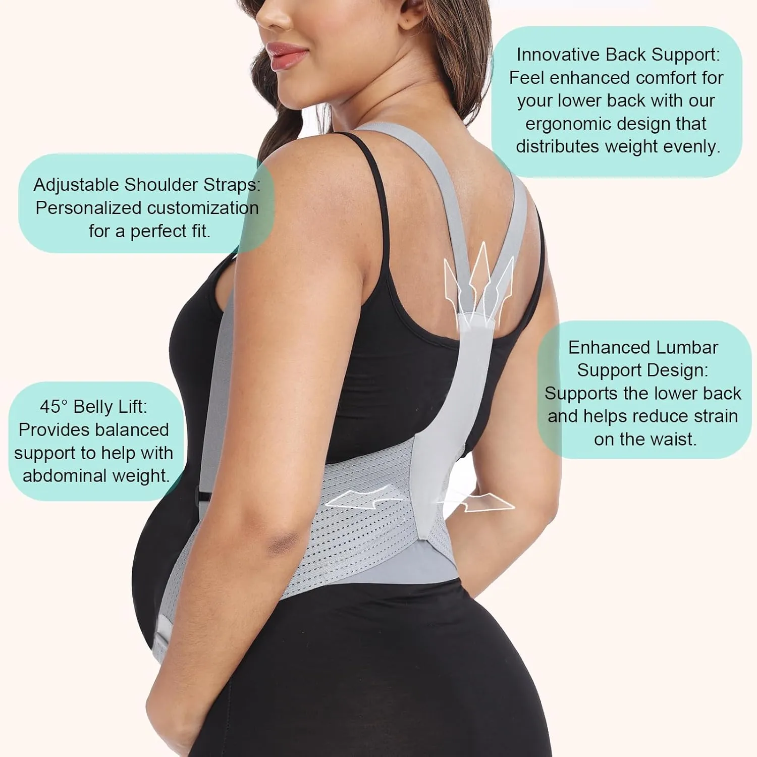 Belly Bands For Pregnant Women Maternity Belt Pregnancy Belly Support Band Adjustable Pregnancy Belt with Back Brace Straps (Gray, Medium)