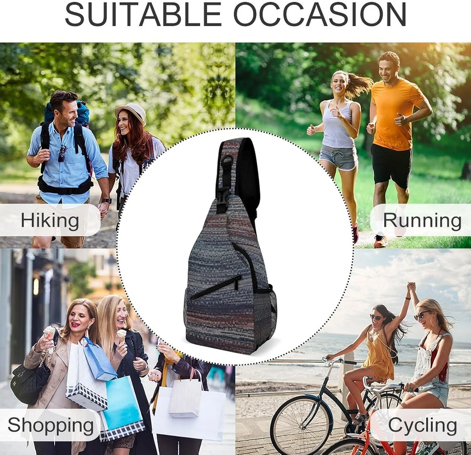 Blue Gray Texture Sling Backpack Fashion Crossbody Sling Bag for Women Men Chest Bag for Travel Hiking