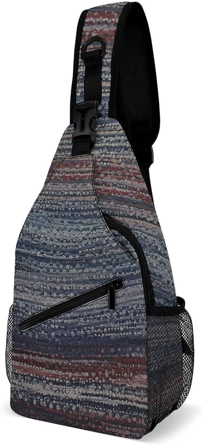 Blue Gray Texture Sling Backpack Fashion Crossbody Sling Bag for Women Men Chest Bag for Travel Hiking