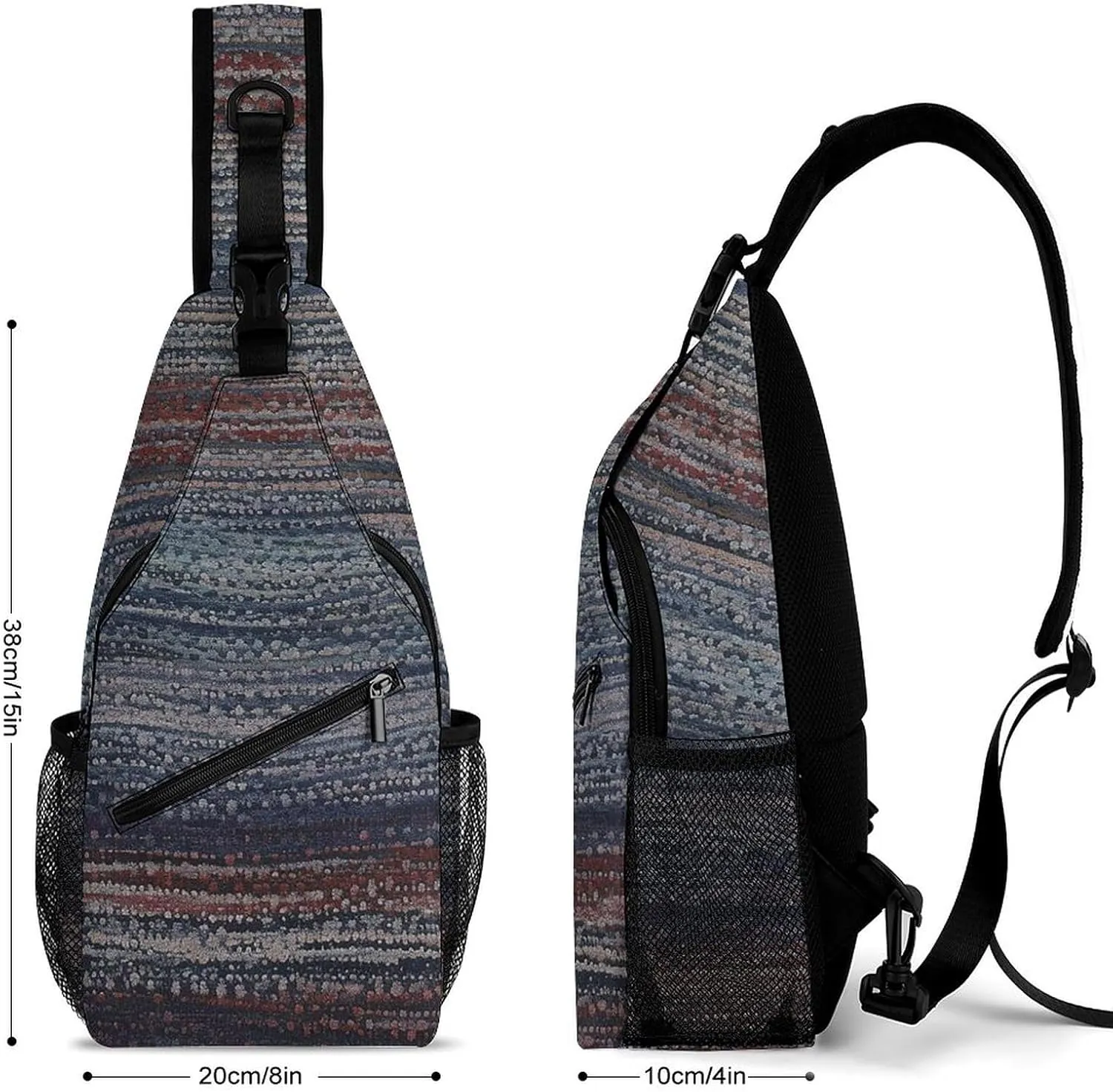Blue Gray Texture Sling Backpack Fashion Crossbody Sling Bag for Women Men Chest Bag for Travel Hiking