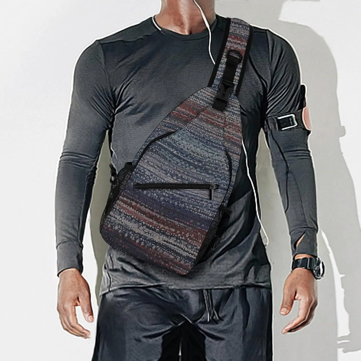 Blue Gray Texture Sling Backpack Fashion Crossbody Sling Bag for Women Men Chest Bag for Travel Hiking