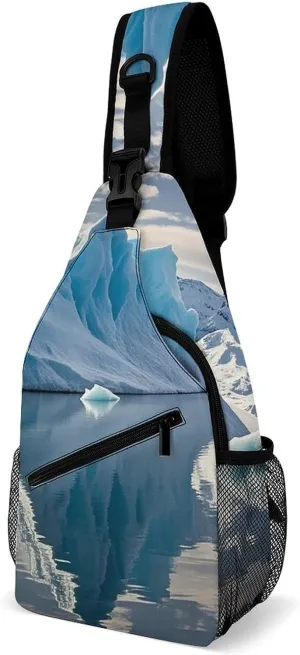 Blue Iceberg Crossbody Sling Bag for Women Men Sling Backpack Travel Chest Bag Pack Man Purse Shoulder Bags Daypack for Travel Hiking Cycling
