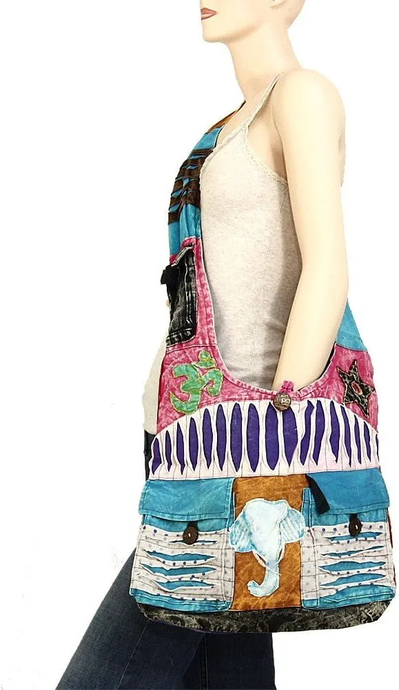 Bohemian Hippie Crossbody Shoulder Bag Sling Slouch Hobo Cotton Handmade Variety Patterns