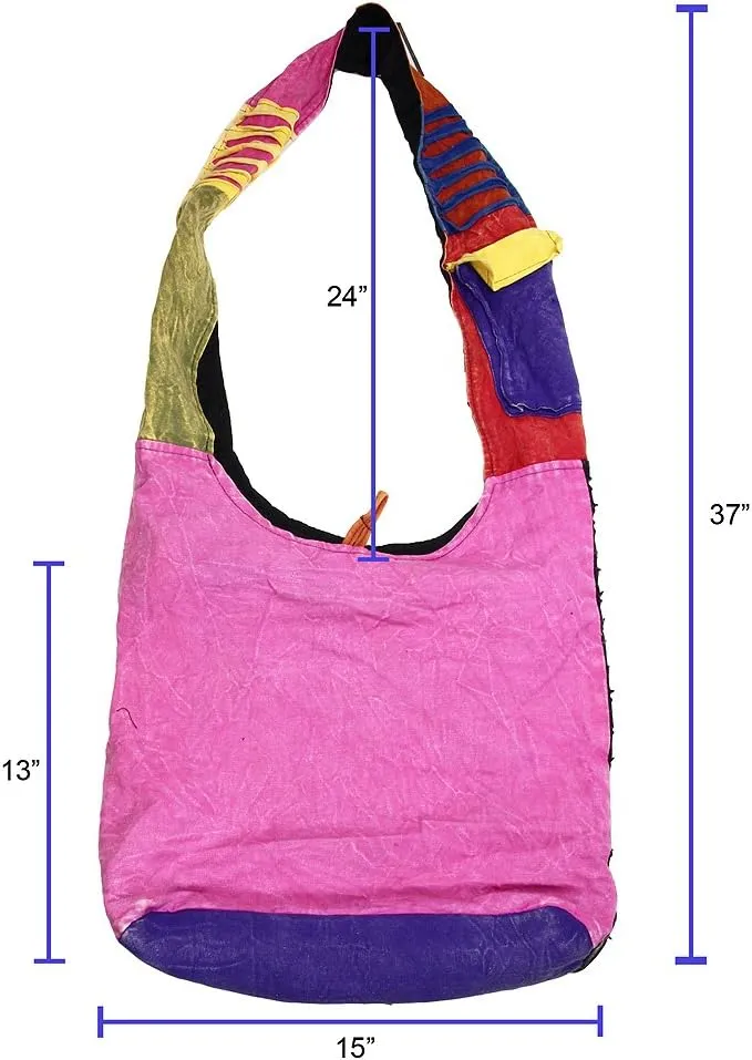 Bohemian Hippie Crossbody Shoulder Bag Sling Slouch Hobo Cotton Handmade Variety Patterns