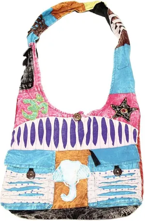 Bohemian Hippie Crossbody Shoulder Bag Sling Slouch Hobo Cotton Handmade Variety Patterns