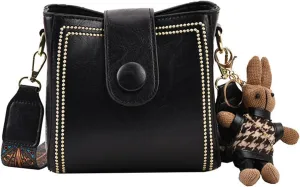 Bootara Bucket Bag, Bootara Women's Vintage Bunny Charm Bucket Bag – Convertible Shoulder Crossbody, Spacious Travel Tote