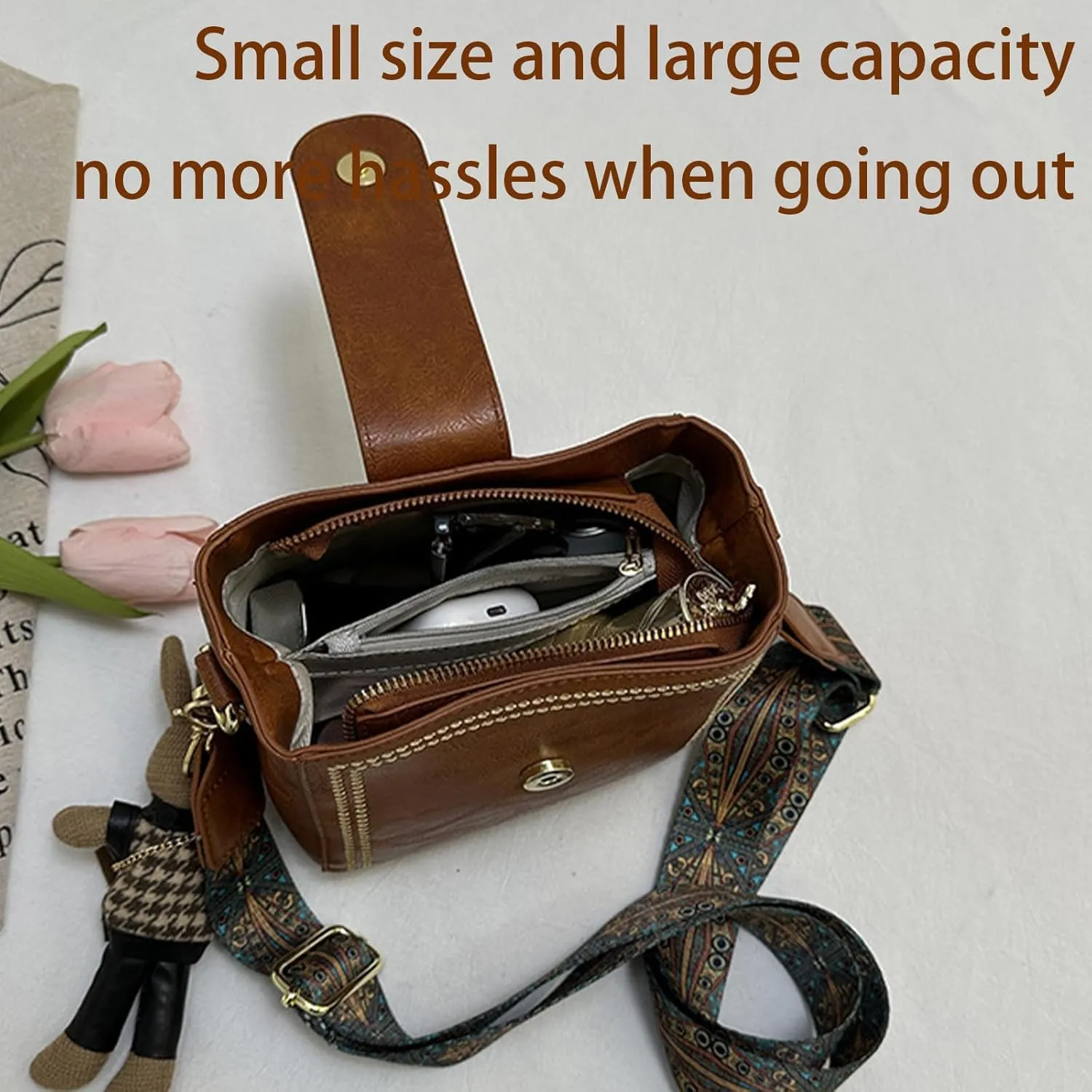 Bootara Bucket Bag,Bootara Women'S Vintage Bunny Charm Bucket Bag – Convertible Shoulder/Crossbody