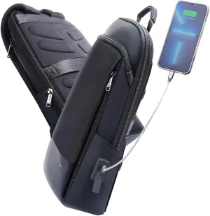 BOPai Slim Laptop Thin Business Backpack 15-15.6 inch with Bottle Holder USB Charging Professional for Men Water Resistant College Notebook Work Office Anti Theft Smart Computer Light Back pack Black