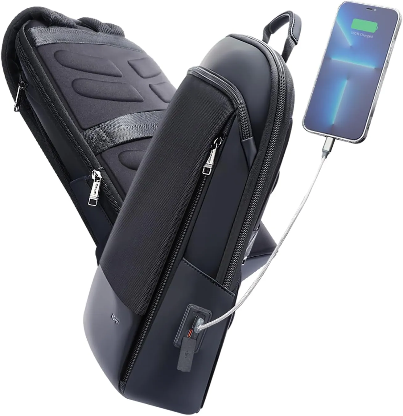 BOPai Slim Laptop Thin Business Backpack 15-15.6 inch with Bottle Holder USB Charging Professional for Men Water Resistant College Notebook Work Office Anti Theft Smart Computer Light Back pack Black