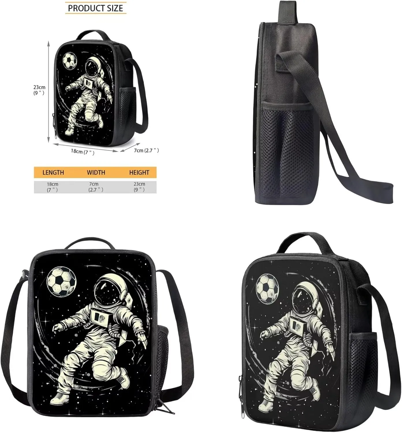 Boys School Bags for 8-9 with Lunch Box Bag Also 4 Pieces Astronaut Soccer Backpack for Boys for School Lightweight Bookbag for Teenage Kids Large Capacity for School Travel