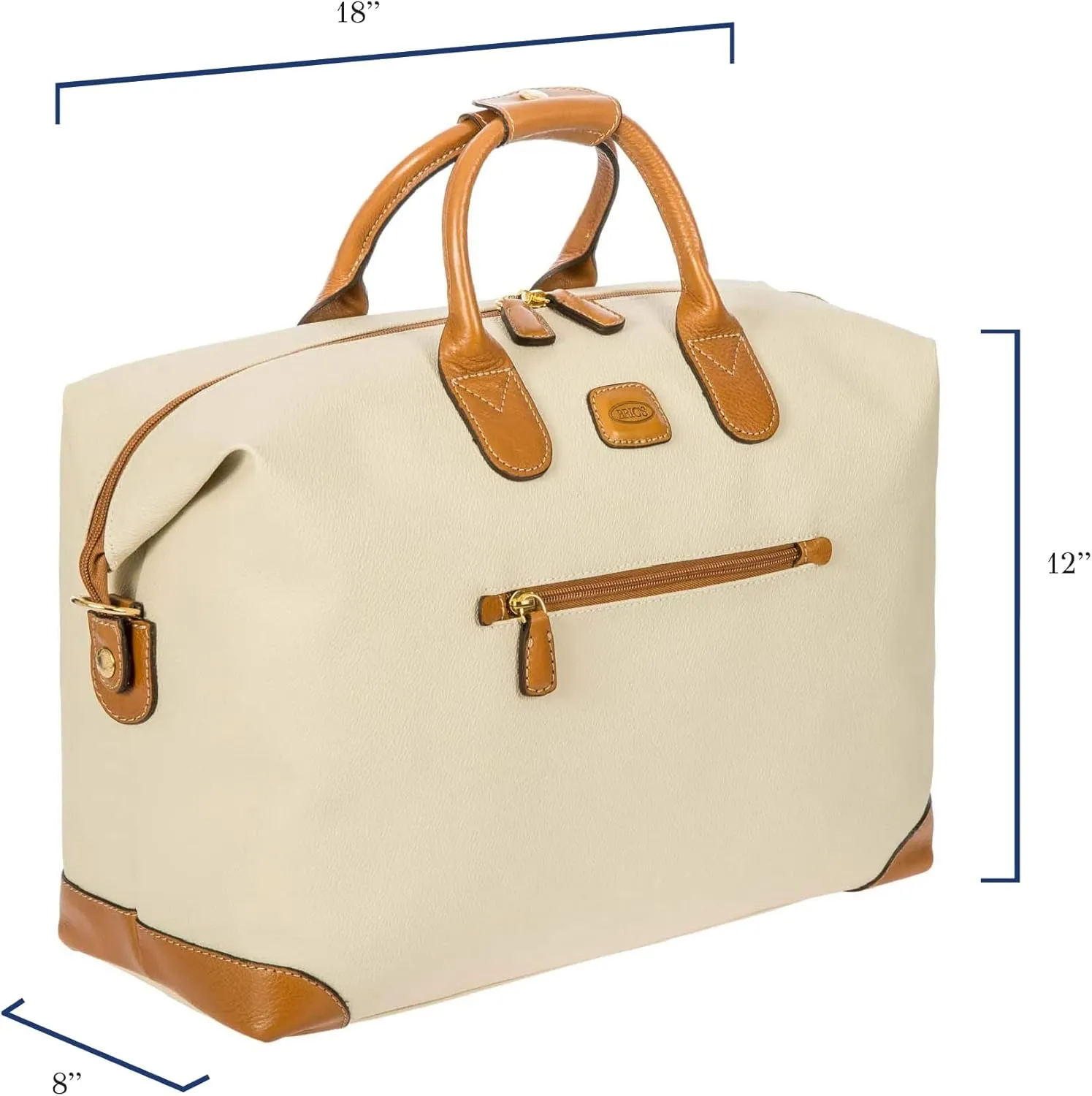 Bric's 18-Inch Cargo Duffle Bag - Luxury Travel Tote With Luggage Sleeve - Weekender Bags and Travel Carry On Bags For Women and Men - Embossed PVC - CREAM