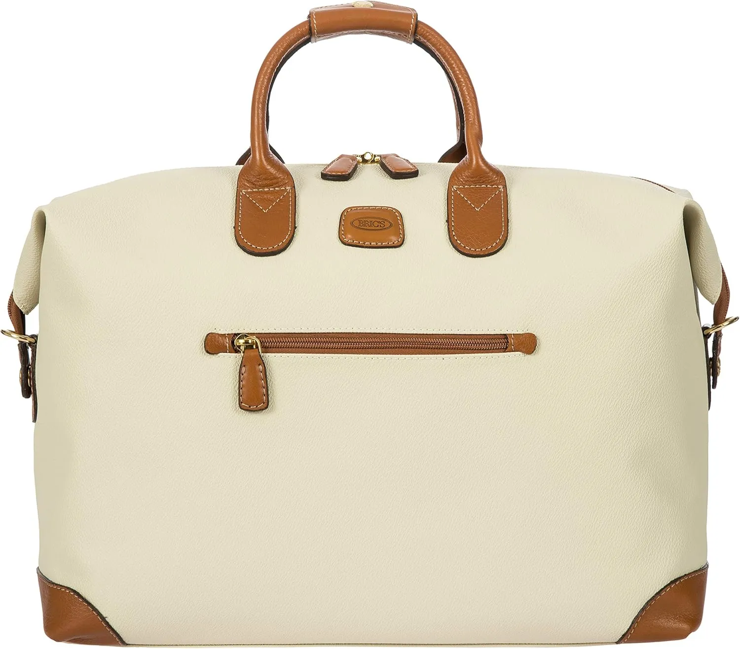 Bric's 18-Inch Cargo Duffle Bag - Luxury Travel Tote With Luggage Sleeve - Weekender Bags and Travel Carry On Bags For Women and Men - Embossed PVC - CREAM