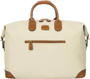 Bric's 18-Inch Cargo Duffle Bag - Luxury Travel Tote With Luggage Sleeve - Weekender Bags and Travel Carry On Bags For Women and Men - Embossed PVC - CREAM