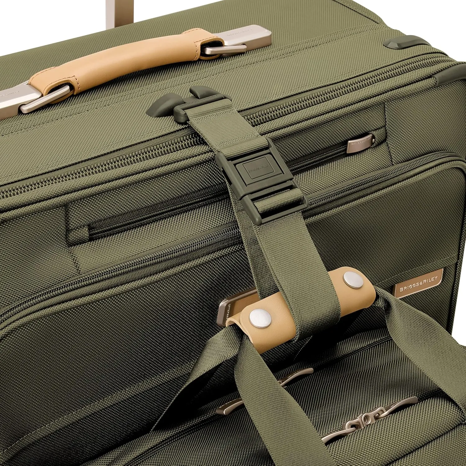 Briggs & Riley 21" Global Carry On Expandable Spinner - Luggage for International Travel, Suitcases with Wheels, Softside Rolling Bag for Men & Women, Self-Repairing Zipper- Baseline Collection, Olive