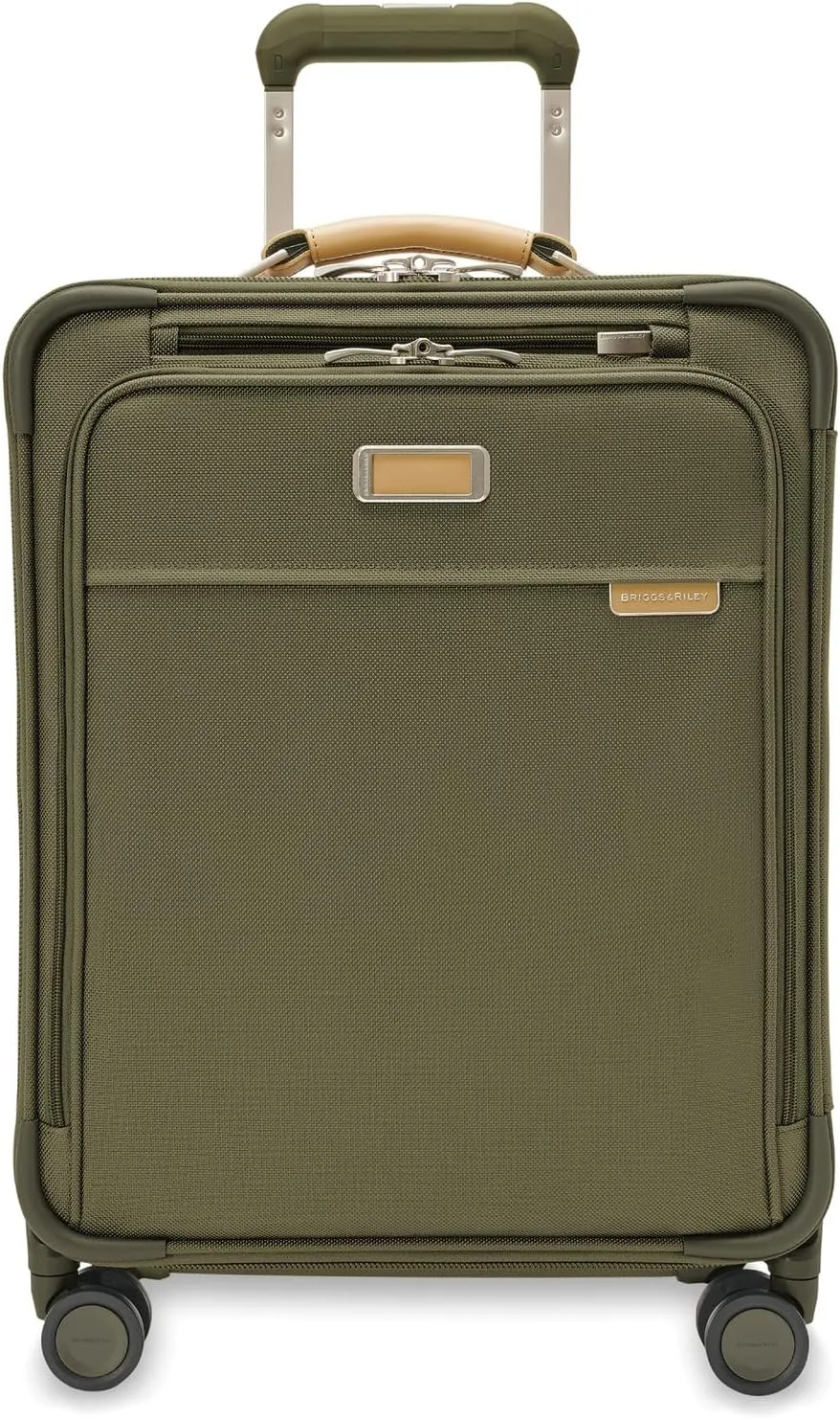 Briggs & Riley 21" Global Carry On Expandable Spinner - Luggage for International Travel, Suitcases with Wheels, Softside Rolling Bag for Men & Women, Self-Repairing Zipper- Baseline Collection, Olive