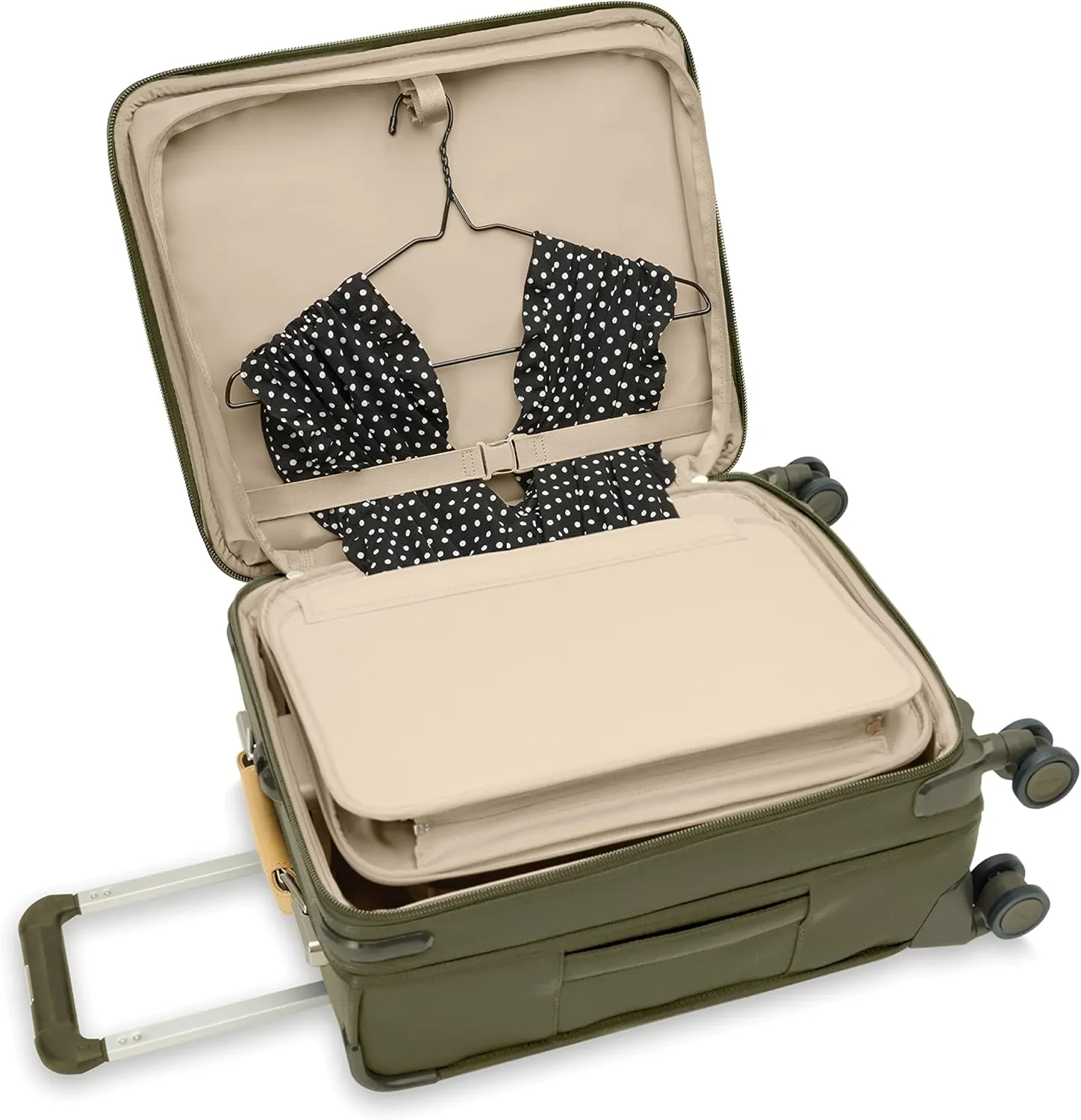 Briggs & Riley 21" Global Carry On Expandable Spinner - Luggage for International Travel, Suitcases with Wheels, Softside Rolling Bag for Men & Women, Self-Repairing Zipper- Baseline Collection, Olive