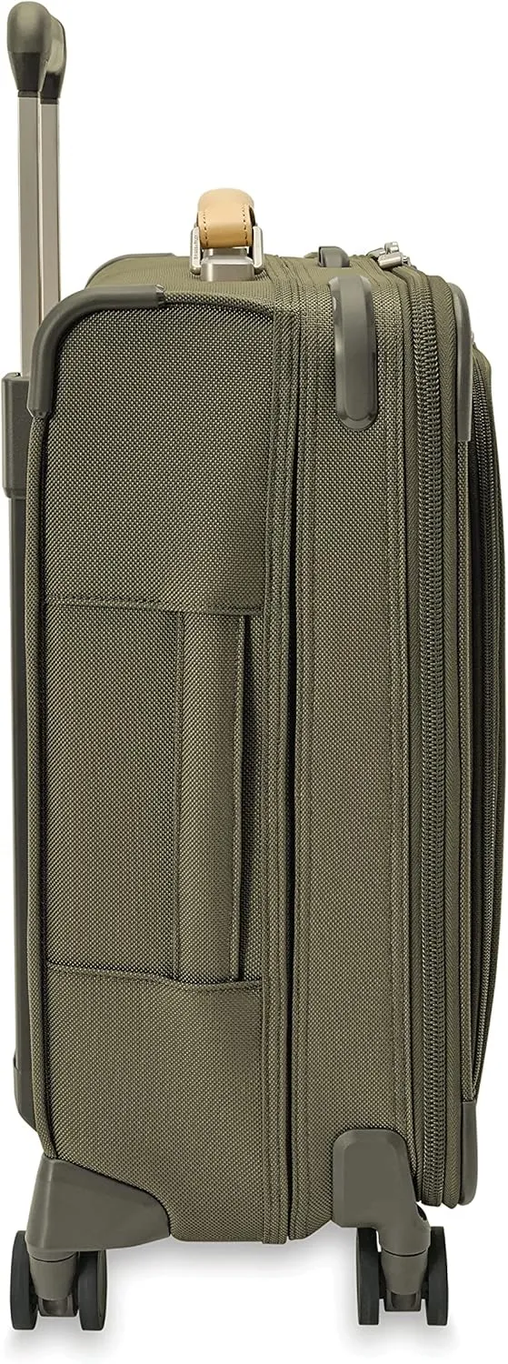 Briggs & Riley 21" Global Carry On Expandable Spinner - Luggage for International Travel, Suitcases with Wheels, Softside Rolling Bag for Men & Women, Self-Repairing Zipper- Baseline Collection, Olive