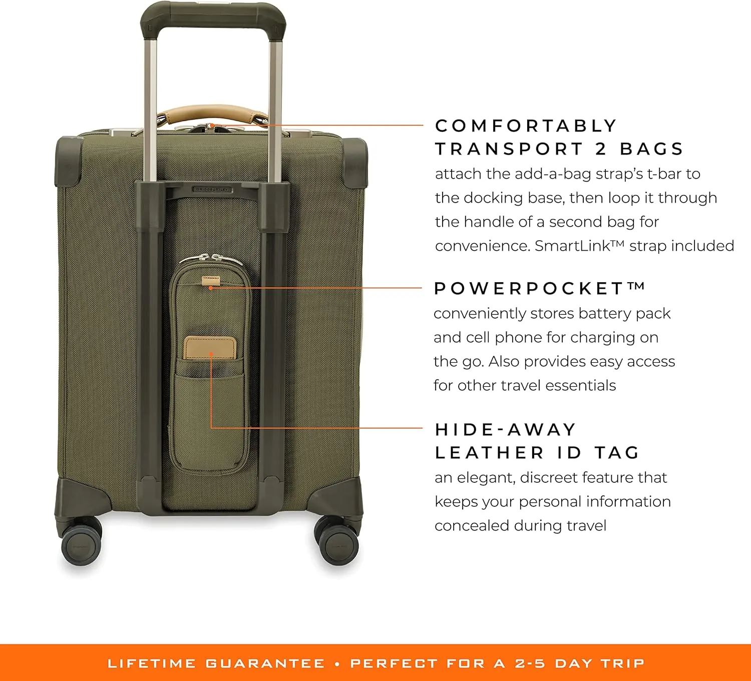 Briggs & Riley 21" Global Carry On Expandable Spinner - Luggage for International Travel, Suitcases with Wheels, Softside Rolling Bag for Men & Women, Self-Repairing Zipper- Baseline Collection, Olive