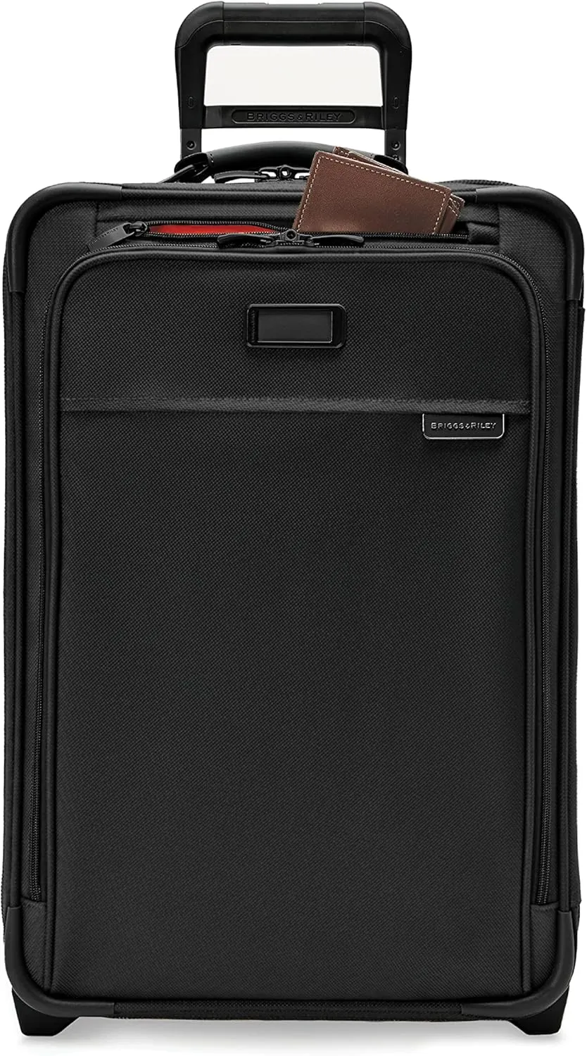 Briggs & Riley Essential 22" 2-Wheel Expandable Carry On - Luggage for Travel, Suitcases with Wheels, Softside Rolling Bag for Men & Women, Self-Repairing Zipper - Baseline Collection, Black
