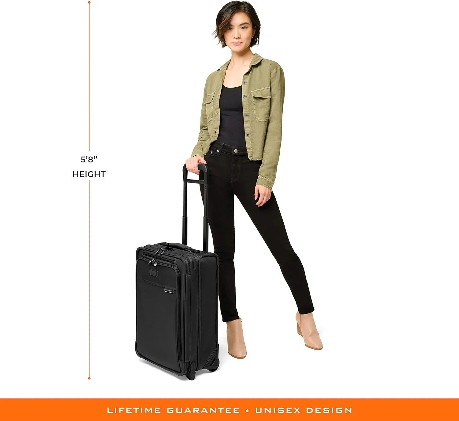 Briggs & Riley Essential 22" 2-Wheel Expandable Carry On - Luggage for Travel, Suitcases with Wheels, Softside Rolling Bag for Men & Women, Self-Repairing Zipper - Baseline Collection, Black