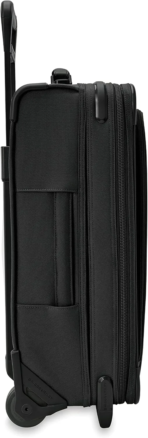 Briggs & Riley Essential 22" 2-Wheel Expandable Carry On - Luggage for Travel, Suitcases with Wheels, Softside Rolling Bag for Men & Women, Self-Repairing Zipper - Baseline Collection, Black