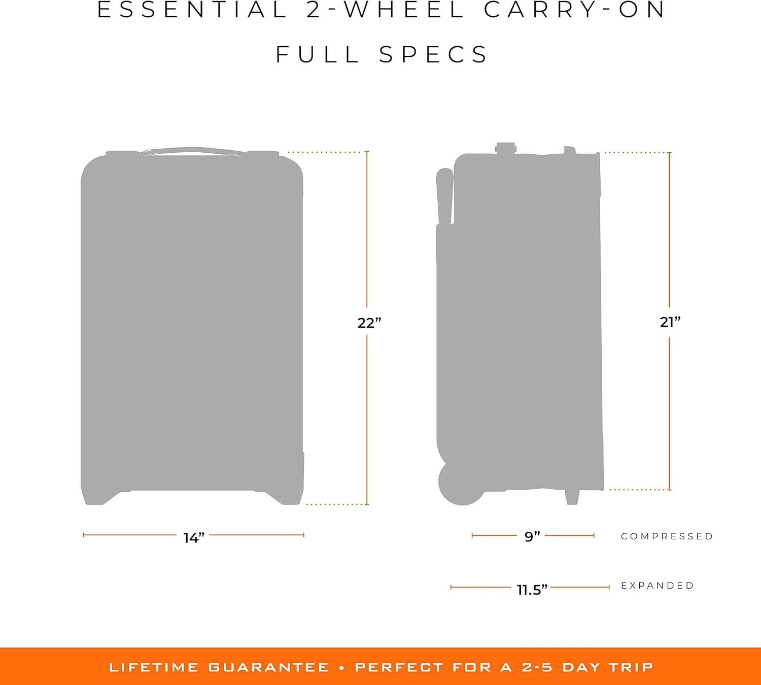 Briggs & Riley Essential 22" 2-Wheel Expandable Carry On - Luggage for Travel, Suitcases with Wheels, Softside Rolling Bag for Men & Women, Self-Repairing Zipper - Baseline Collection, Black