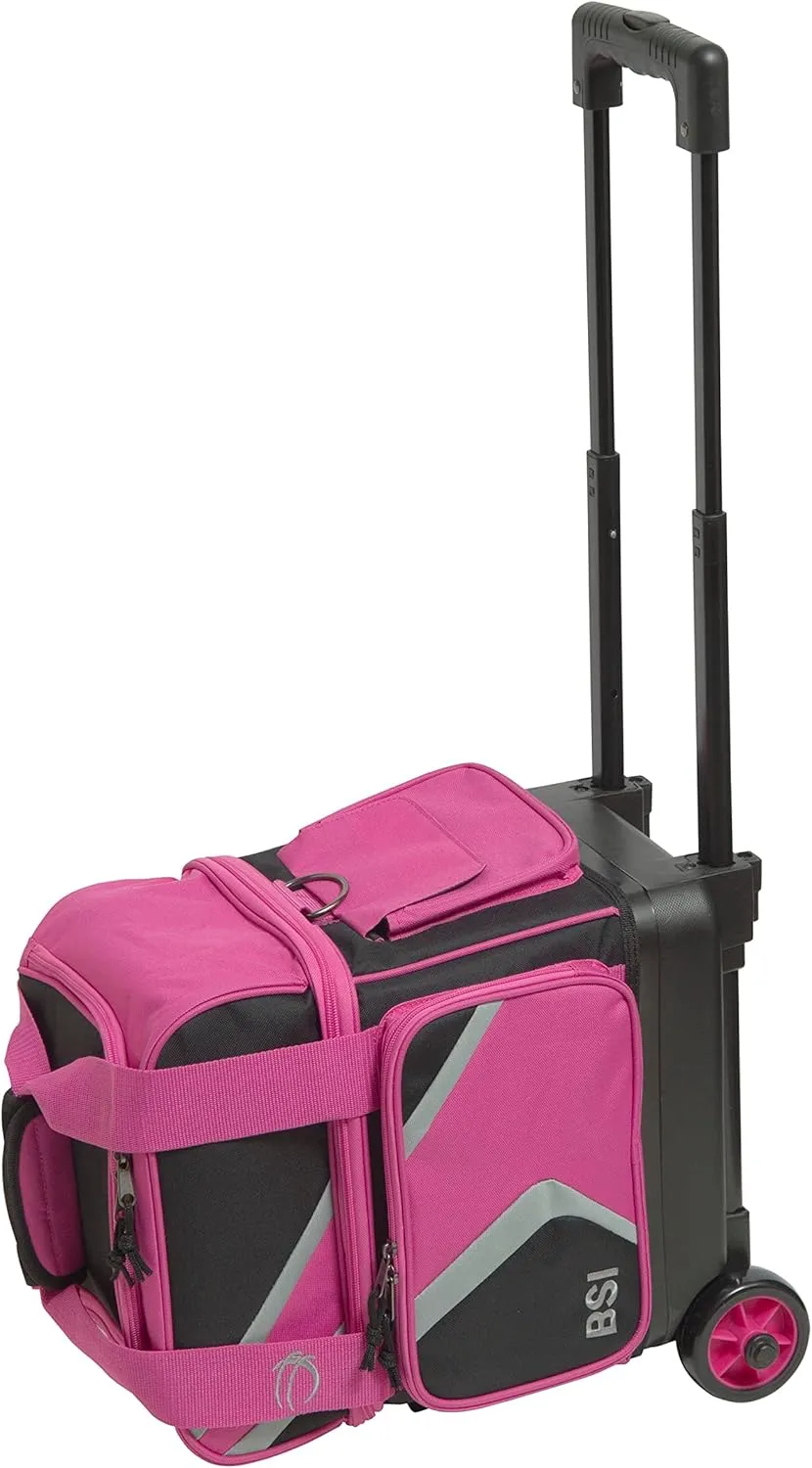 BSI Dash Roller Bowling Bag with Smooth Rolling Wheels, Padded Ball Compartment, Retractable Locking Handle, & Shoe Pocket
