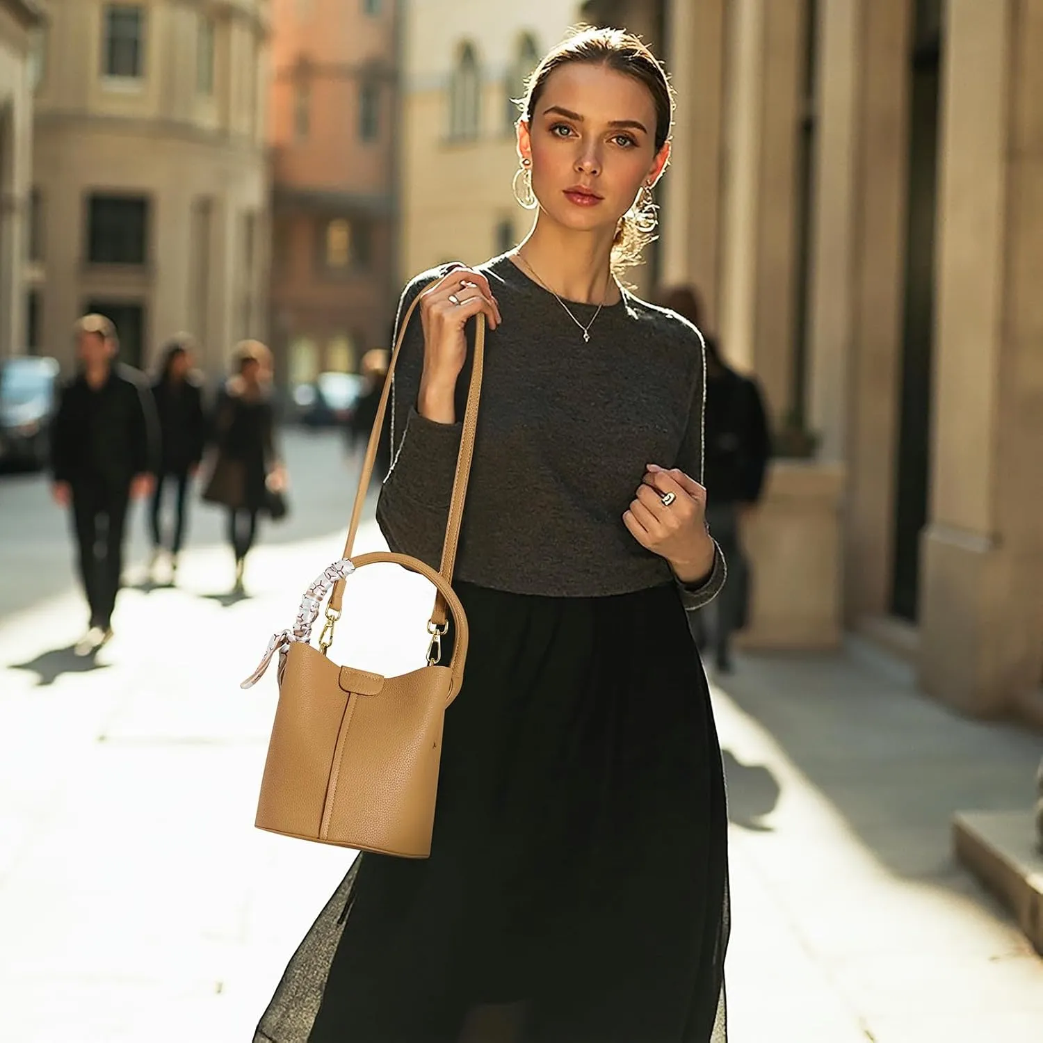 Bucket Bags for Women, Vegan Leather SMALL Crossbody Bags, Trendy Top-handle purses with 2 Removable Shoulder Straps